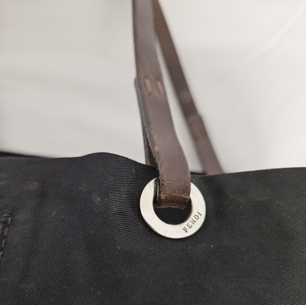 Fendi Vintage Zucca Tote Bag In Black Nylon And Leather Monogram - Picture 7 of 16
